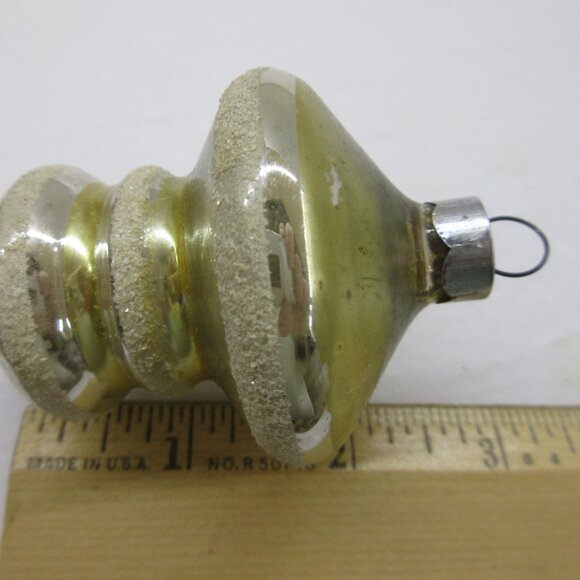 Shiny Brite Atomic UFO Tornado Glass Christmas Ornament Mica Glitter Gold Silver - Picture 5 of 11